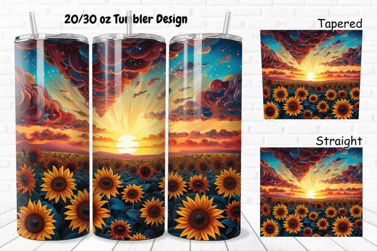 3D Sunflowers Sunset 20/30oz Skinny Tumbler