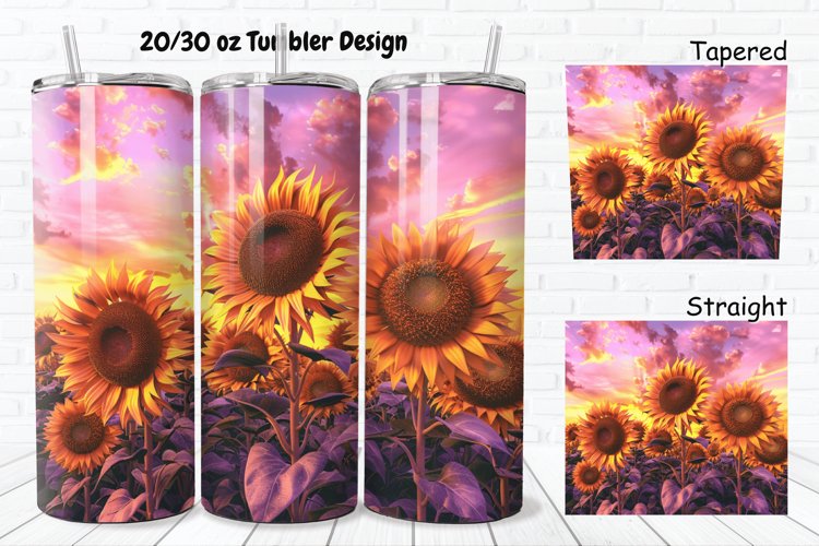 3D Sunflowers Sunset 20/30oz Skinny Tumbler example image 1