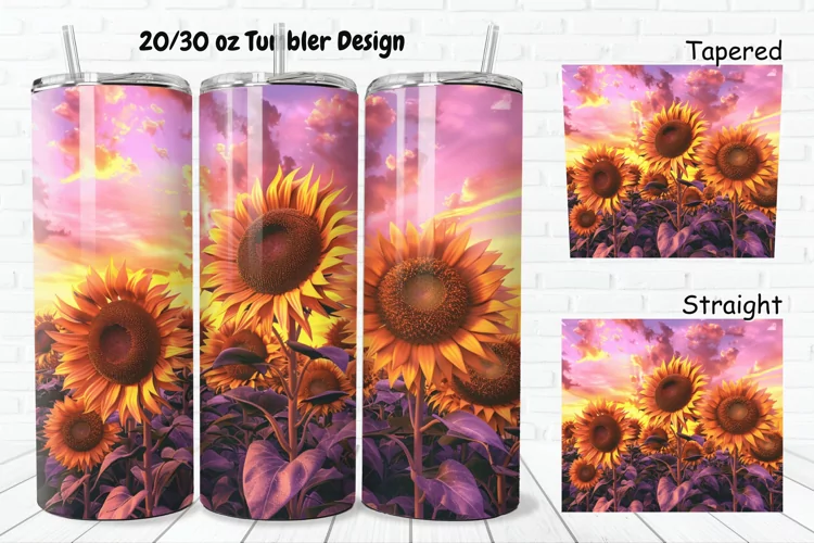 3D Sunflowers Sunset 20/30oz Skinny Tumbler