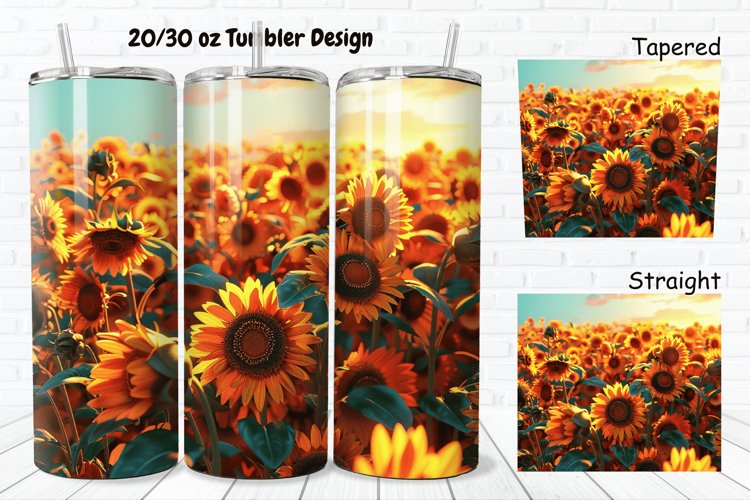3D Sunflowers Sunset 20/30oz Skinny Tumbler