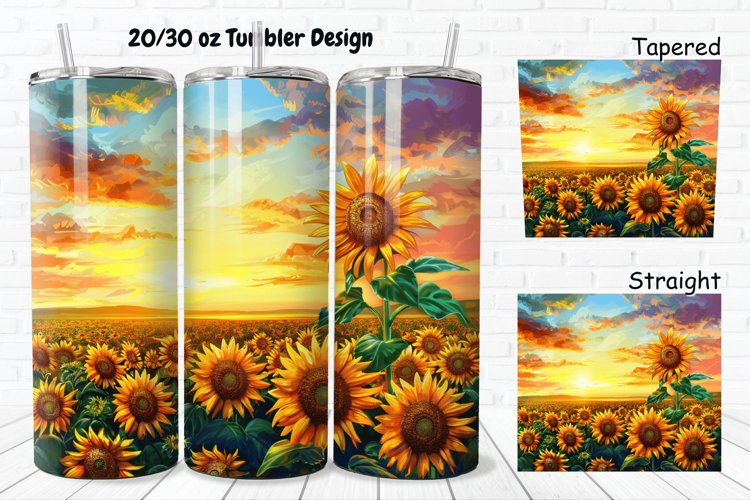 3D Sunflowers Sunset 20/30oz Skinny Tumbler