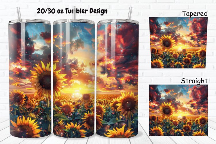 3D Sunflowers Sunset 20/30oz Skinny Tumbler