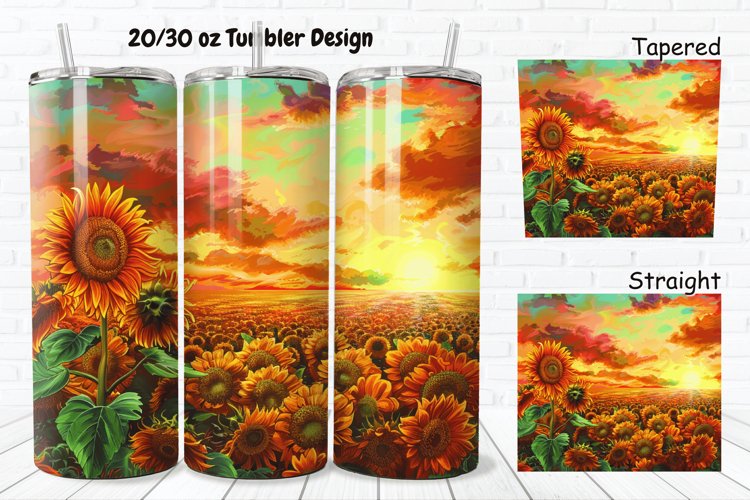 3D Sunflowers Sunset 20/30oz Skinny Tumbler