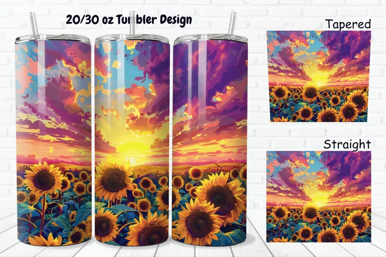 3D Sunflowers Sunset 20/30oz Skinny Tumbler