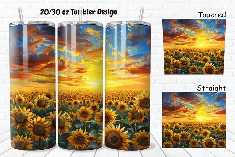 3D Sunflowers Sunset 20/30oz Skinny Tumbler