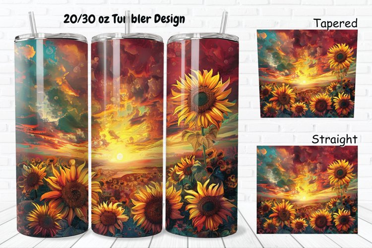 3D Sunflowers Sunset 20/30oz Skinny Tumbler