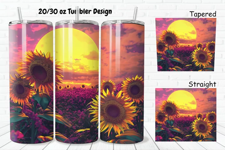3D Sunflowers Sunset 20/30oz Skinny Tumbler
