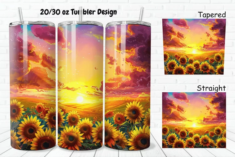 3D Sunflowers Sunset 20/30oz Skinny Tumbler