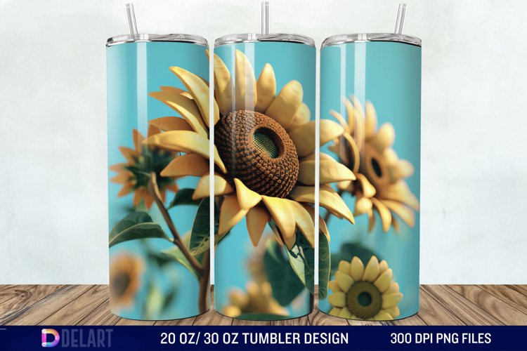 3D Sunflowers Tumbler Wrap example image 1