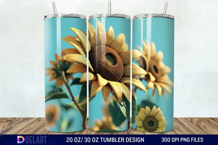 3D Sunflowers Tumbler Wrap