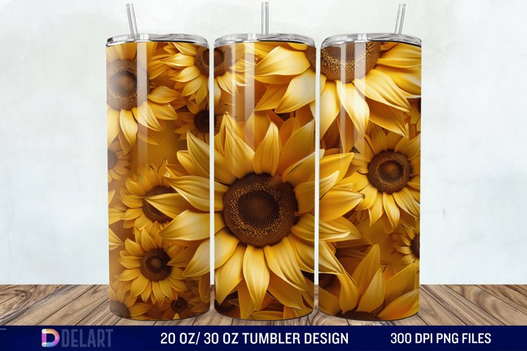 3D Sunflowers Tumbler Wrap