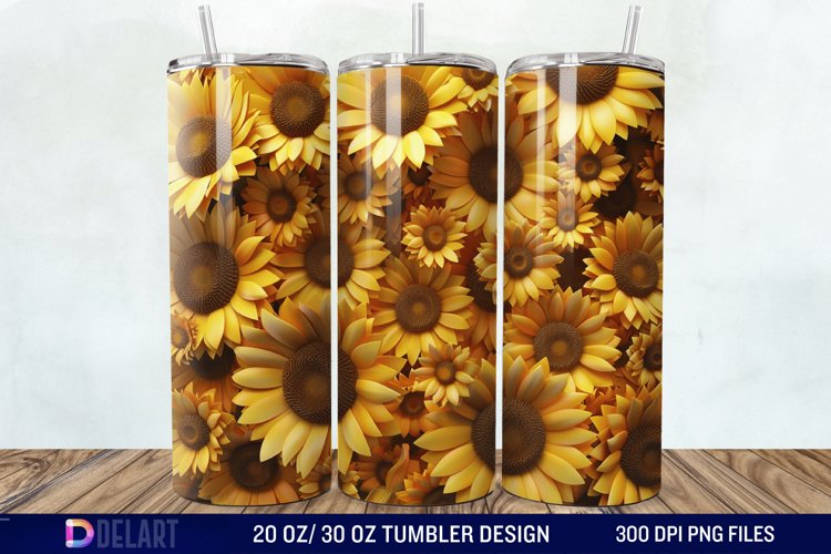 3D Sunflowers Tumbler Wrap example image 1