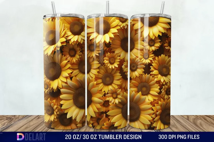 3D Sunflowers Tumbler Wrap