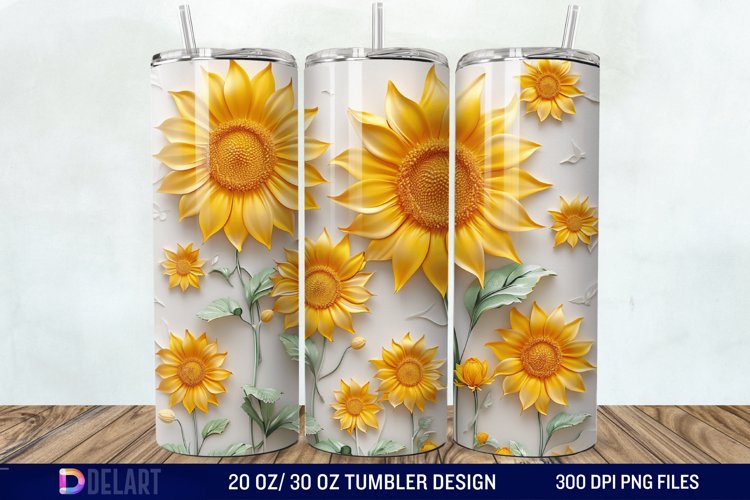 3D Sunflowers Tumbler Wrap example image 1