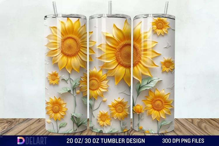 3D Sunflowers Tumbler Wrap