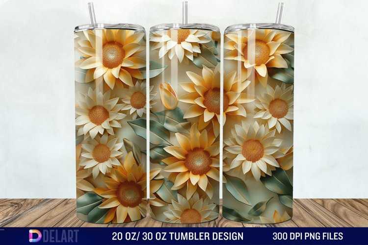 3D Sunflowers Tumbler Wrap example image 1