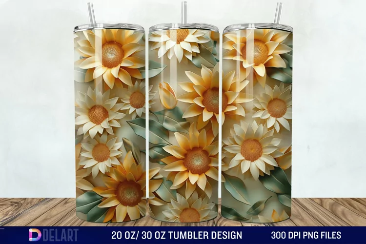3D Sunflowers Tumbler Wrap
