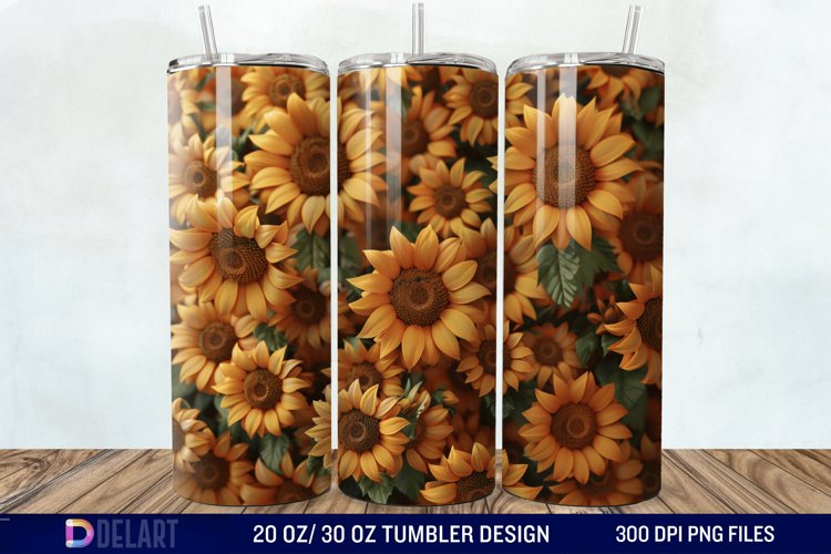 3D Sunflowers Tumbler Wrap example image 1