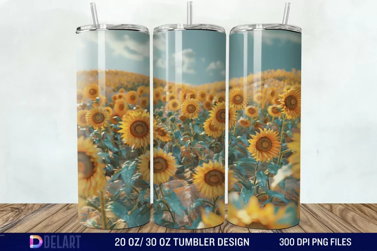 3D Sunflowers Tumbler Wrap