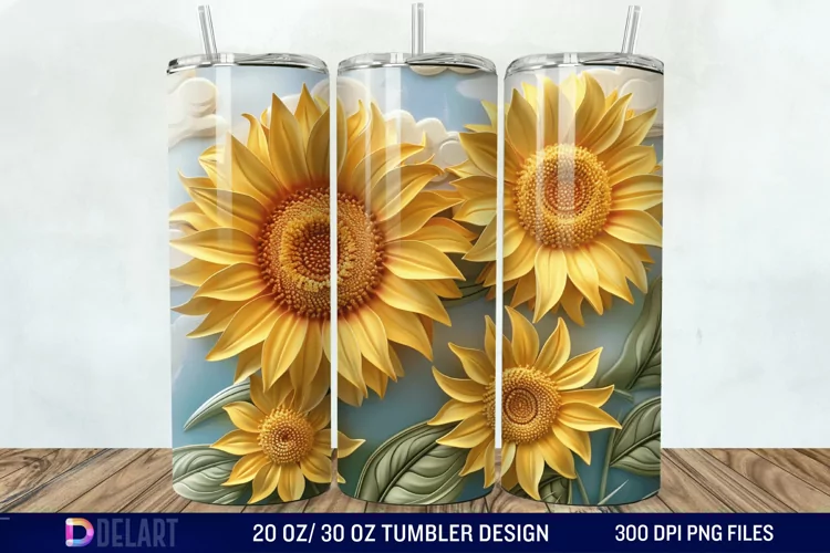 3D Sunflowers Tumbler Wrap
