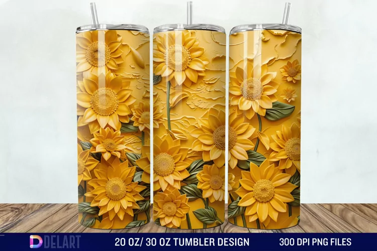 3D Sunflowers Tumbler Wrap