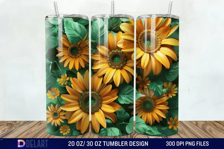 3D Sunflowers Tumbler Wrap