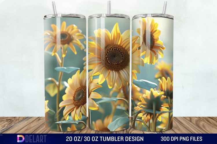 3D Sunflowers Tumbler Wrap example image 1