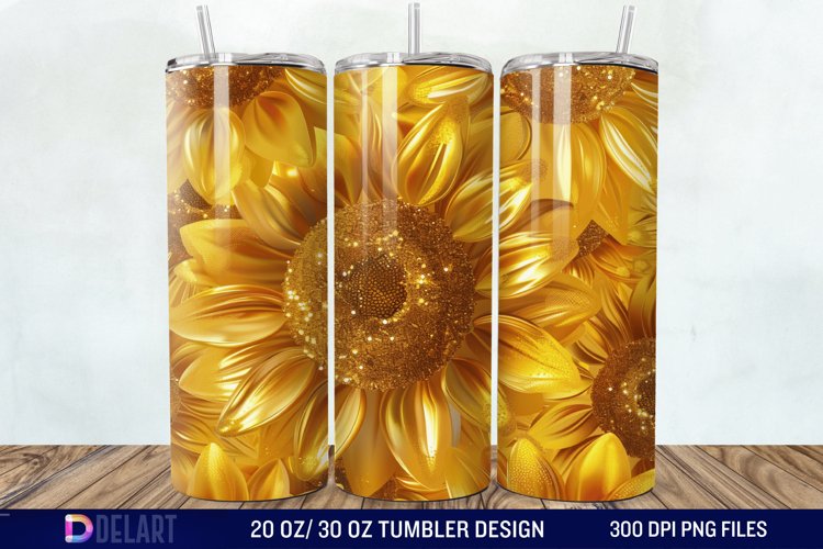 3D Sunflowers Tumbler Wrap