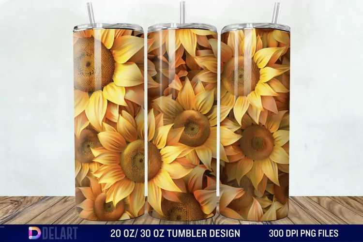 3D Sunflowers Tumbler Wrap