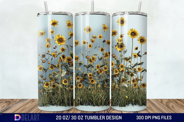 3D Sunflowers Tumbler Wrap example image 1