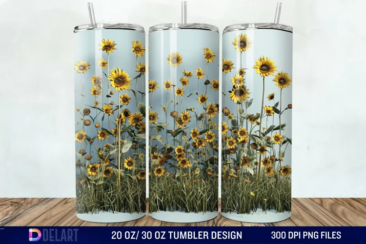 3D Sunflowers Tumbler Wrap