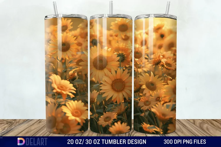 3D Sunflowers Tumbler Wrap