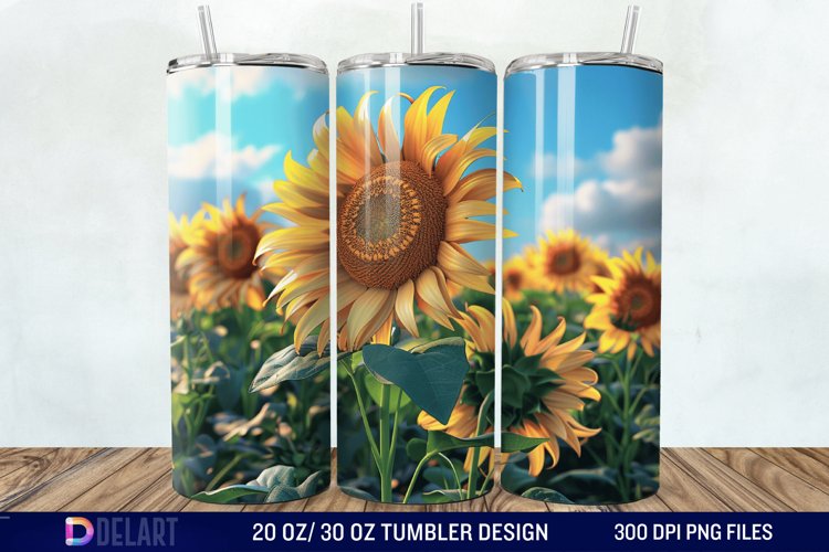 3D Sunflowers Tumbler Wrap example image 1