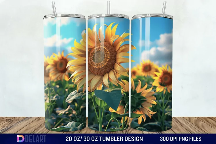 3D Sunflowers Tumbler Wrap