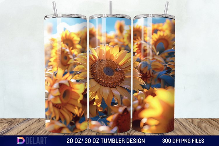 3D Sunflowers Tumbler Wrap example image 1