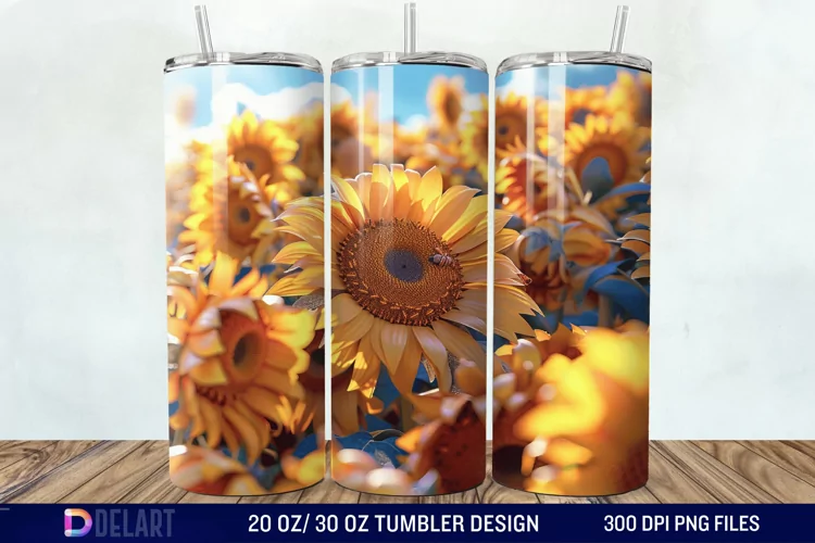 3D Sunflowers Tumbler Wrap