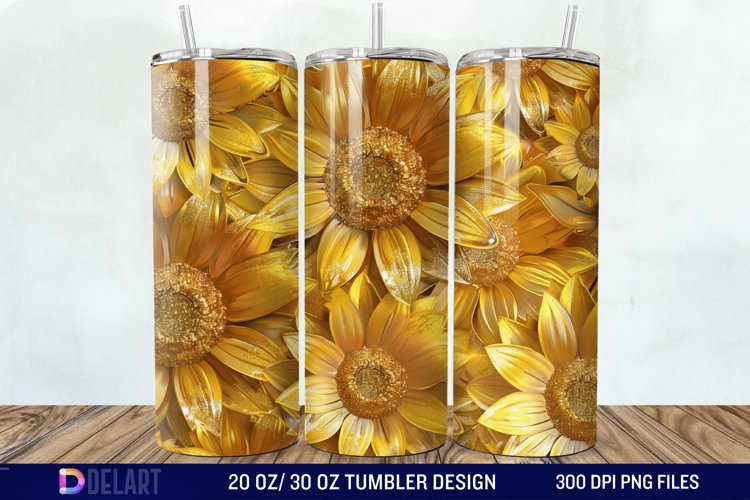 3D Sunflowers Tumbler Wrap