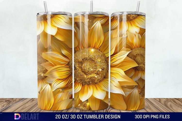 3D Sunflowers Tumbler Wrap