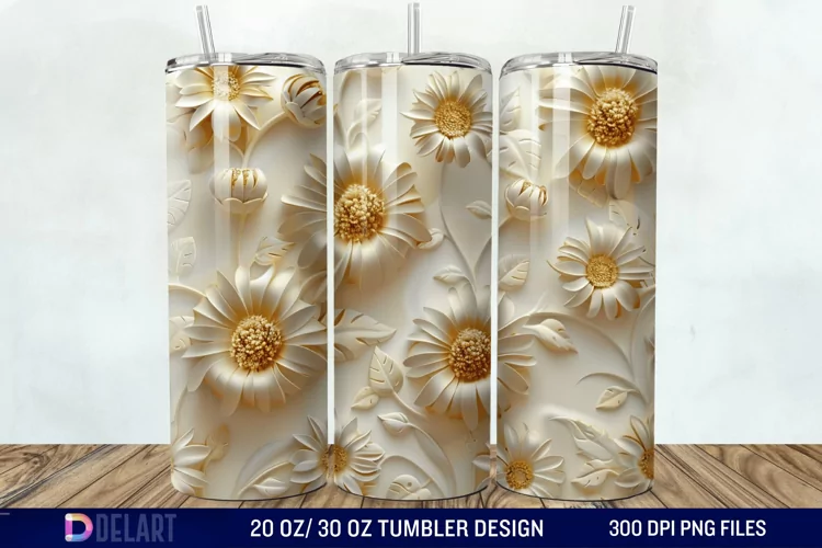 3D Sunflowers Tumbler Wrap