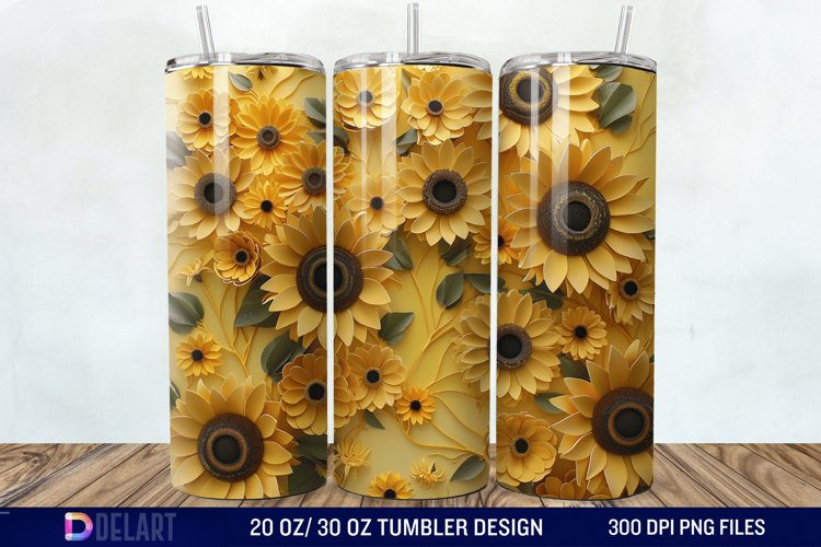 3D Sunflowers Tumbler Wrap example image 1