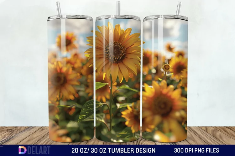 3D Sunflowers Tumbler Wrap