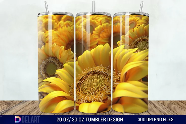 3D Sunflowers Tumbler Wrap