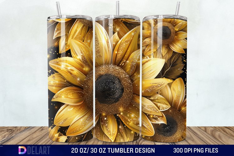 3D Sunflowers Tumbler Wrap