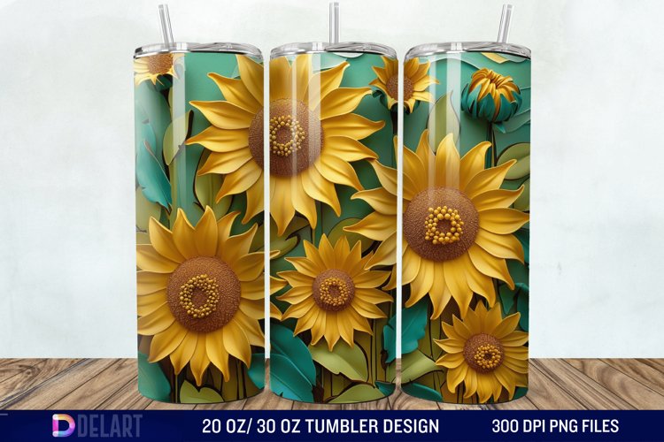 3D Sunflowers Tumbler Wrap example image 1