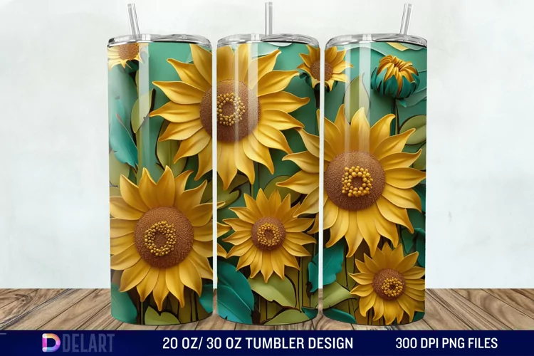 3D Sunflowers Tumbler Wrap