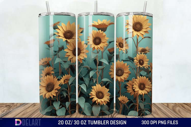 3D Sunflowers Tumbler Wrap