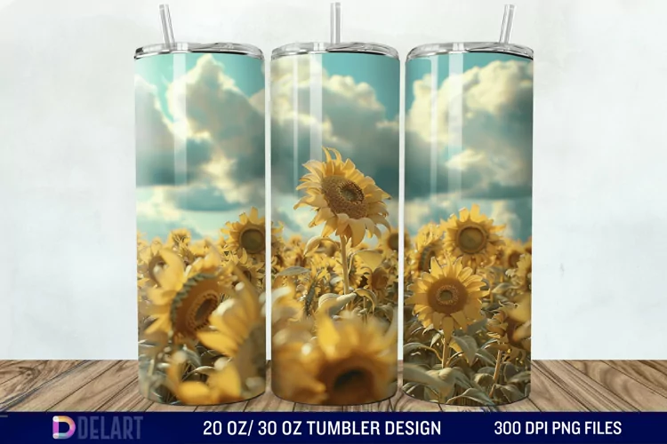 3D Sunflowers Tumbler Wrap