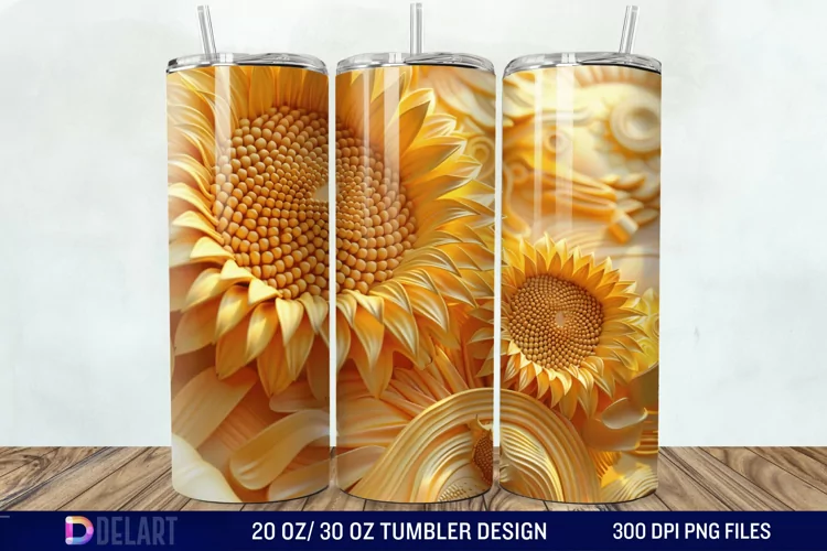 3D Sunflowers Tumbler Wrap