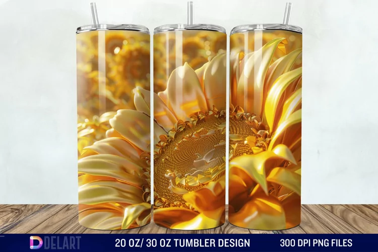 3D Sunflowers Tumbler Wrap