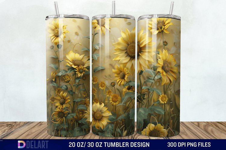 3D Sunflowers Tumbler Wrap example image 1